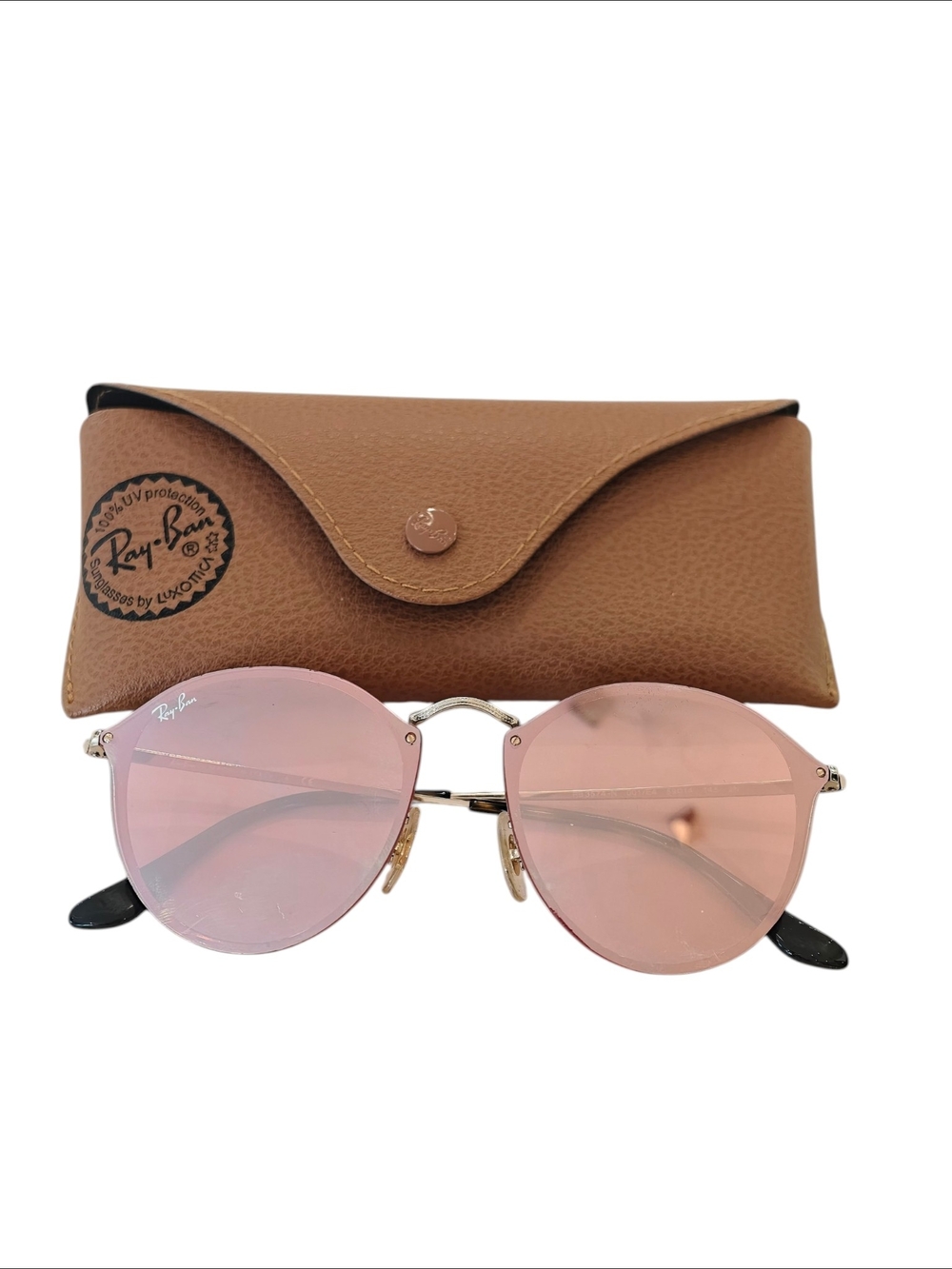Ray-Ban Women’s Pink Lens Round Metal Sunglasses